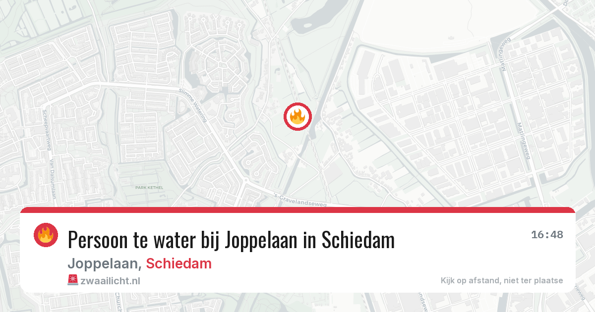 Persoon te water bij Joppelaan in Schiedam — 13 jul 2026