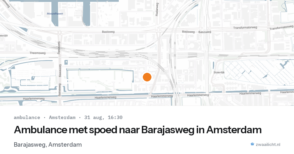 Ambulance met spoed naar Barajasweg in Amsterdam — 31 aug 2026