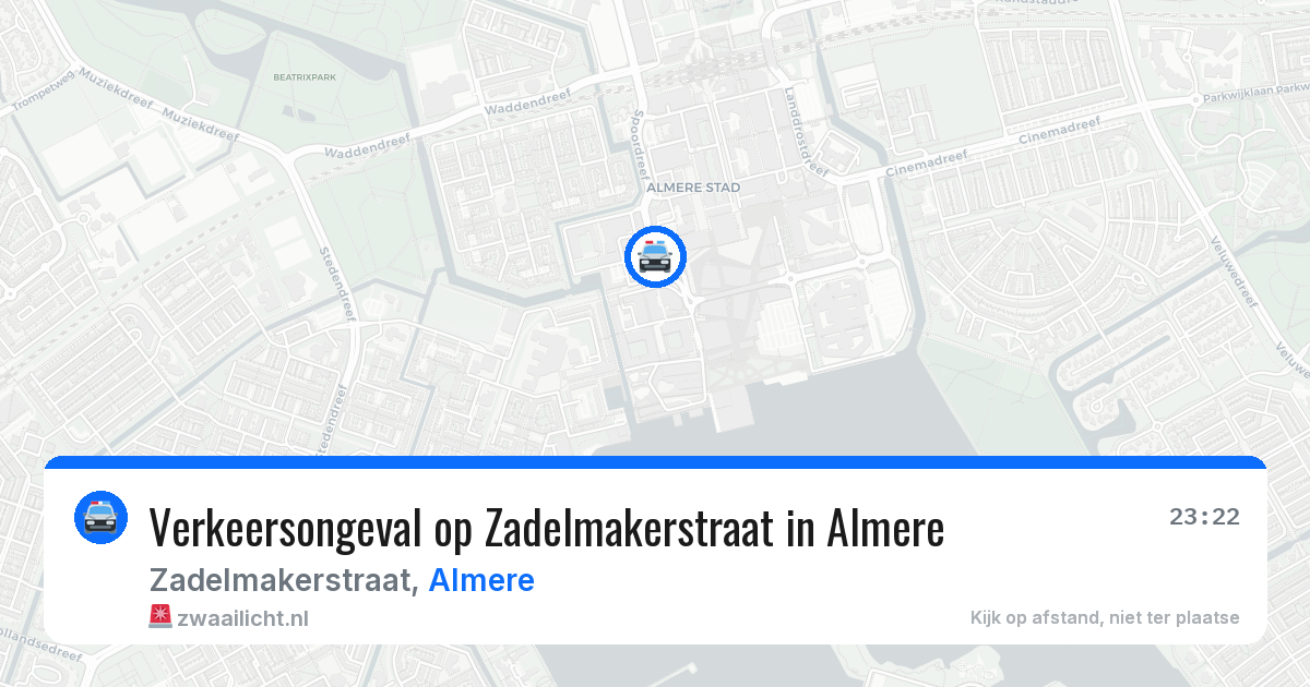 Verkeersongeval op Zadelmakerstraat in Almere — 6 aug 2026