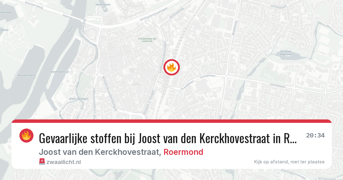 Gevaarlijke stoffen bij Joost van den Kerckhovestraat in Roermond — 15 mrt 2026