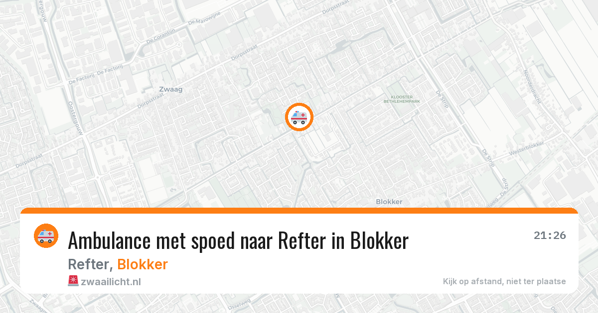 Ambulance met spoed naar Refter in Blokker — 28 mei 2026