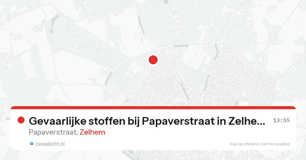 Gevaarlijke stoffen bij Papaverstraat in Zelhem — 21 aug 2026
