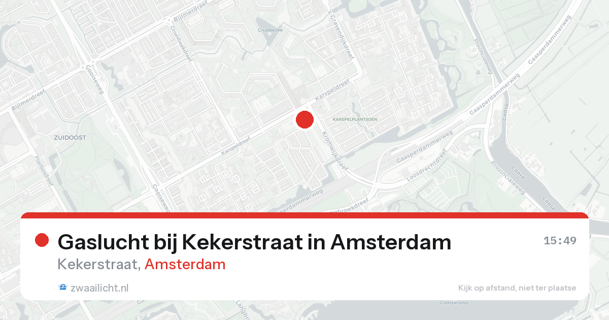 Gaslucht bij Kekerstraat in Amsterdam — 19 jun 2026