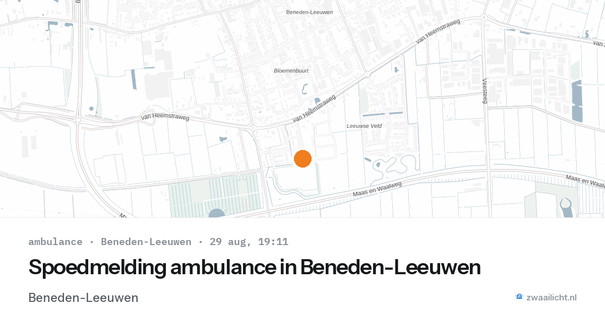 Spoedmelding ambulance in Beneden-Leeuwen — 29 aug 2026