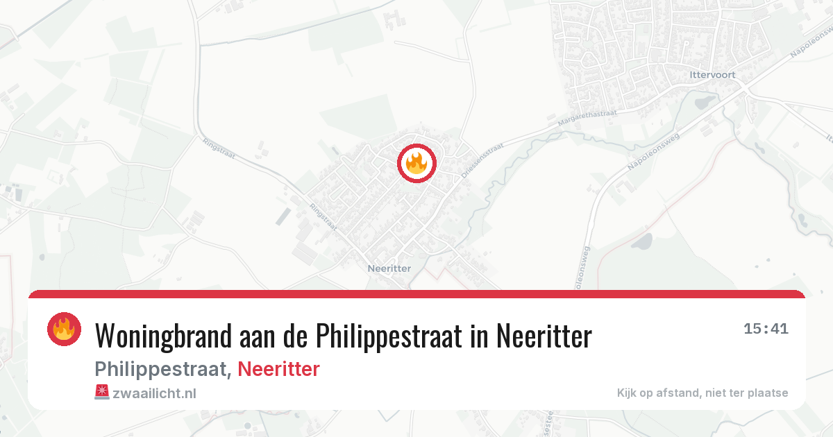 Woningbrand aan de Philippestraat in Neeritter — 1 aug 2026