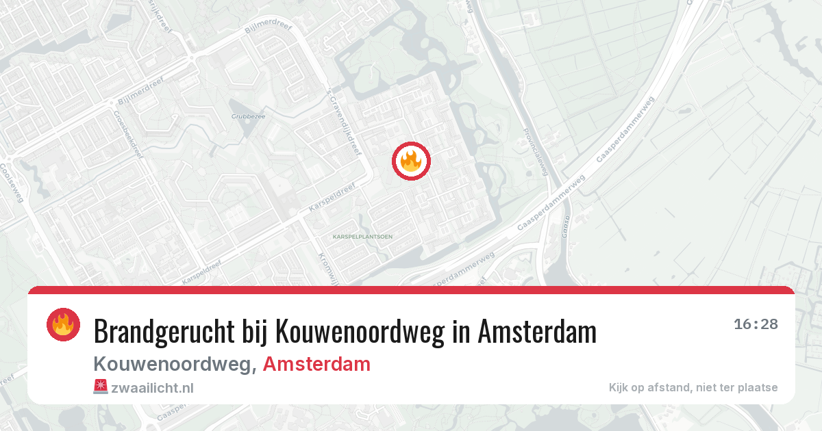 Brandgerucht bij Kouwenoordweg in Amsterdam — 20 jun 2026