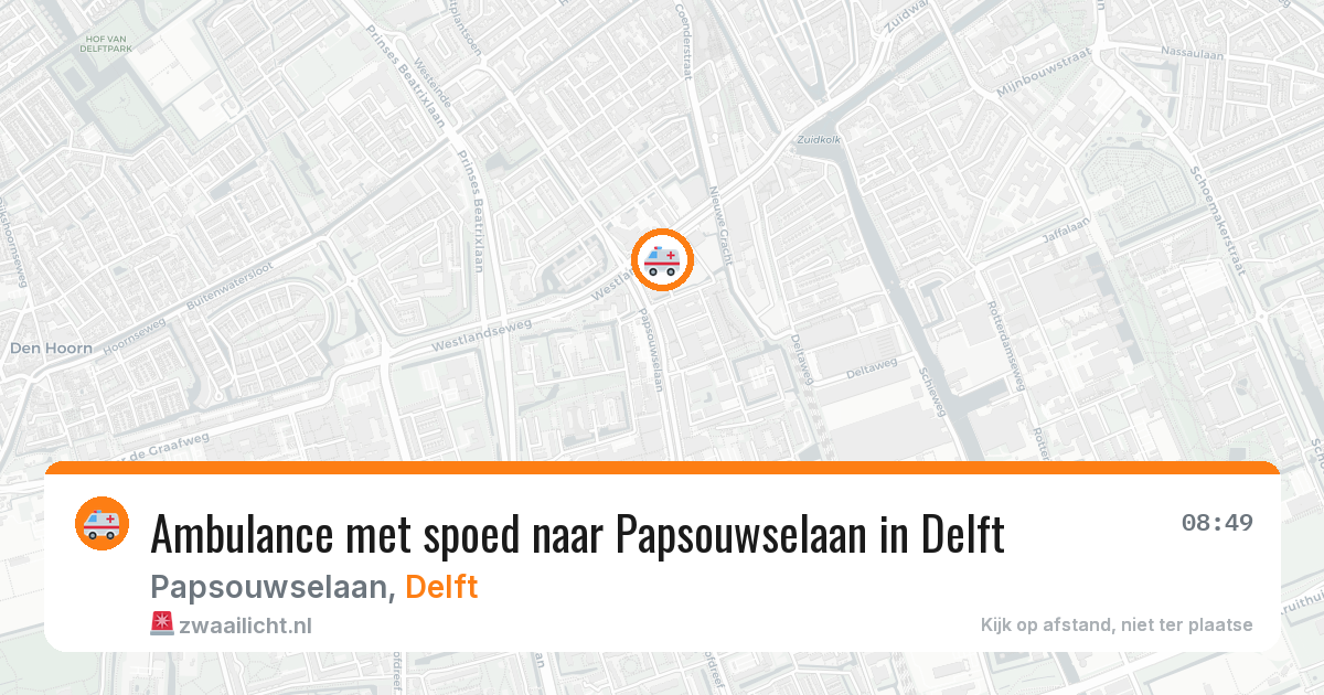 Ambulance met spoed naar Papsouwselaan in Delft — 23 mrt 2026