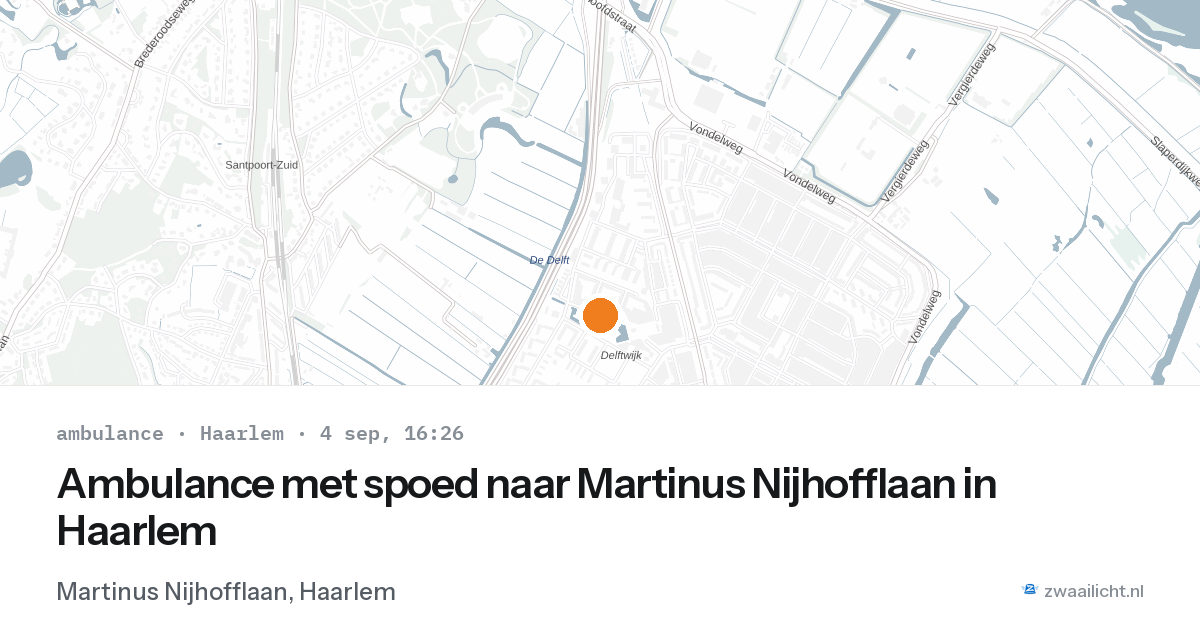 Ambulance met spoed naar Martinus Nijhofflaan in Haarlem — 4 sep 2026