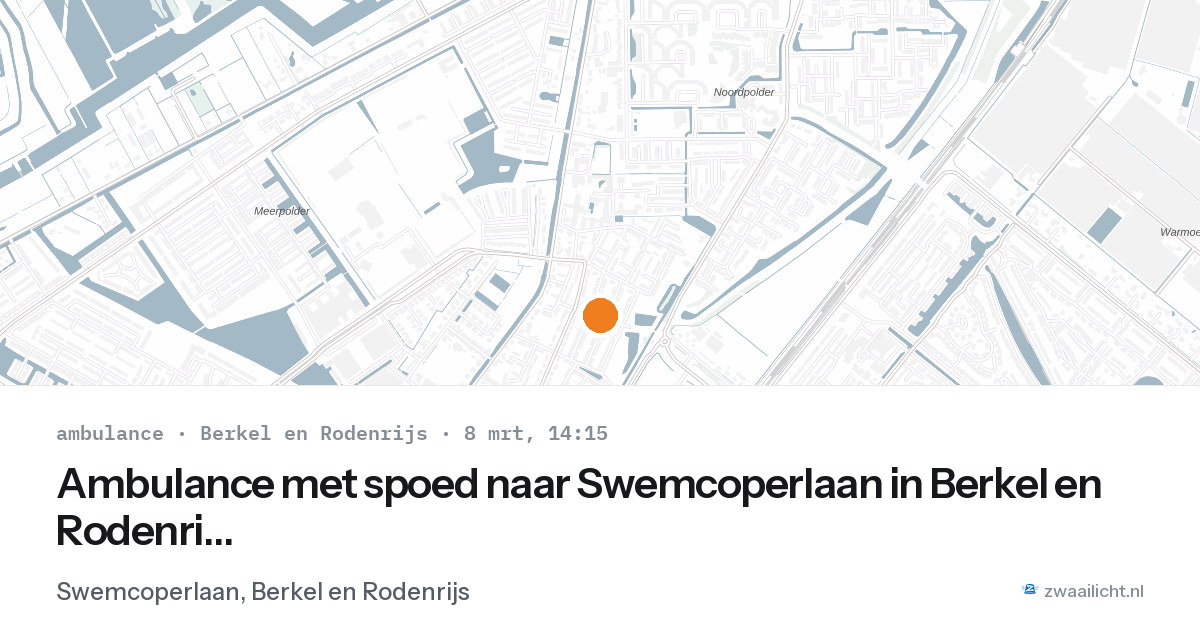 Ambulance met spoed naar Swemcoperlaan in Berkel en Rodenrijs — 8 mrt 2026