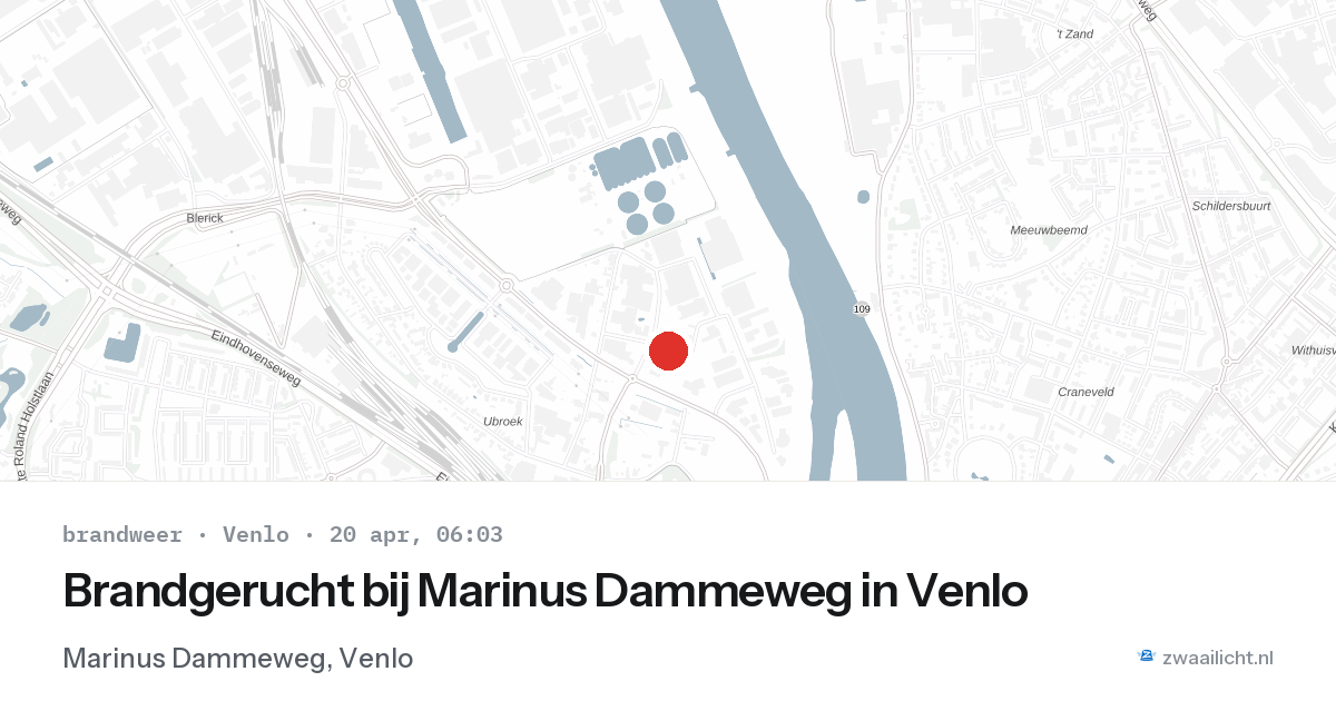 Brandgerucht bij Marinus Dammeweg in Venlo — 20 apr 2026