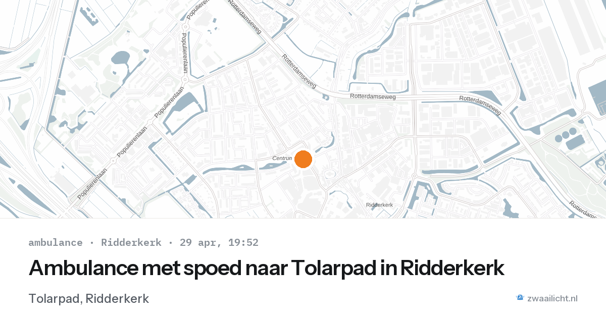 Ambulance met spoed naar Tolarpad in Ridderkerk — 29 apr 2026