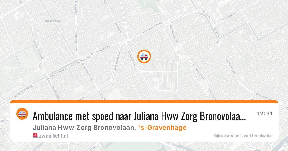 Ambulance met spoed naar Juliana Hww Zorg Bronovolaan in 's-Gravenhage — 9 feb 2026