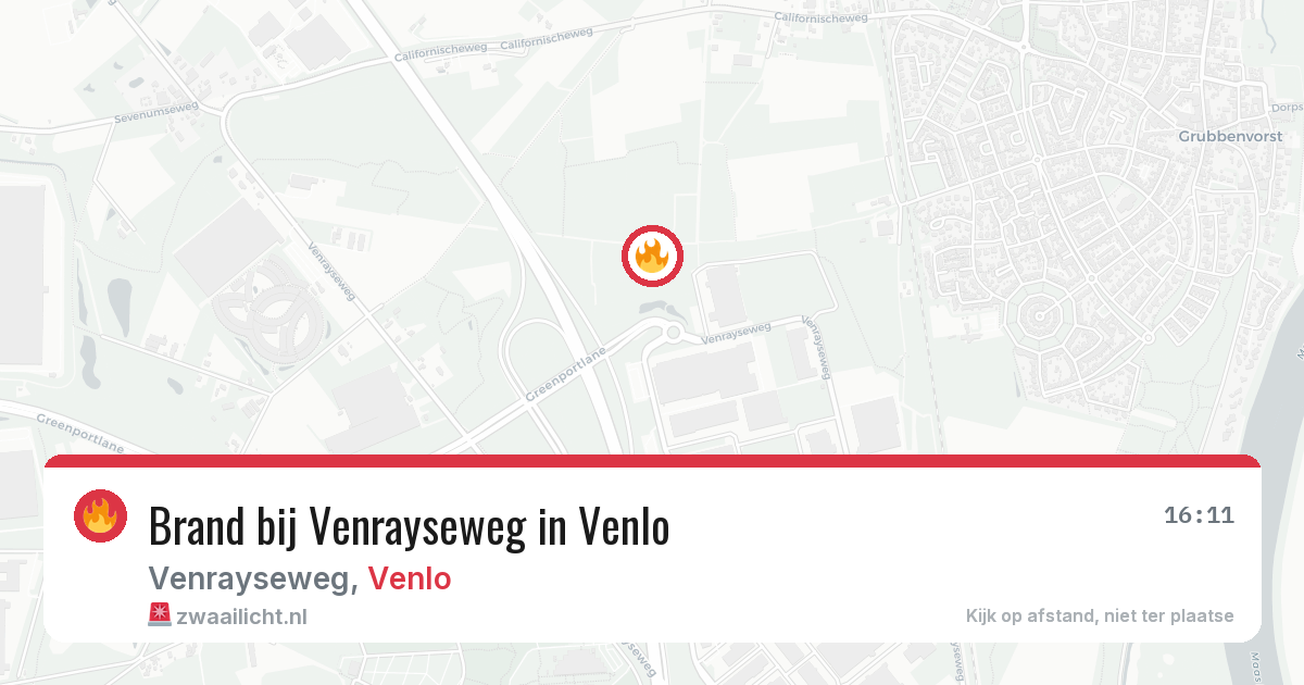 Brand bij Venrayseweg in Venlo — 5 aug 2026