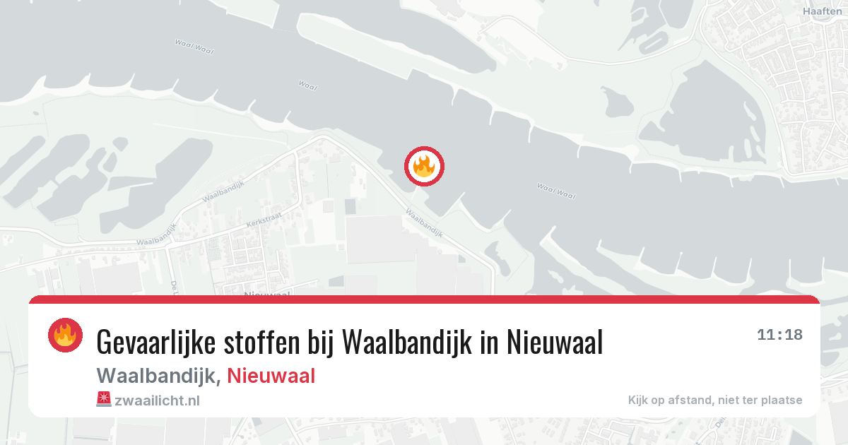 Gevaarlijke stoffen bij Waalbandijk in Nieuwaal — 16 jun 2026