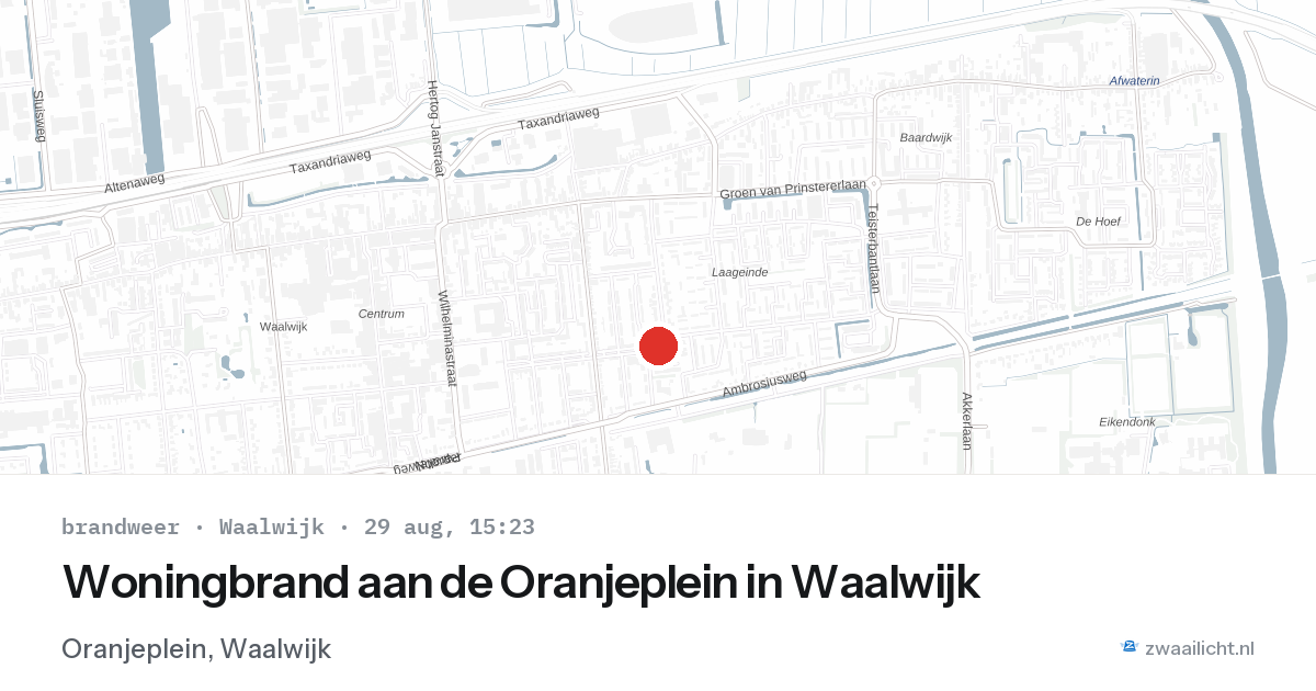 Woningbrand aan de Oranjeplein in Waalwijk — 29 aug 2026