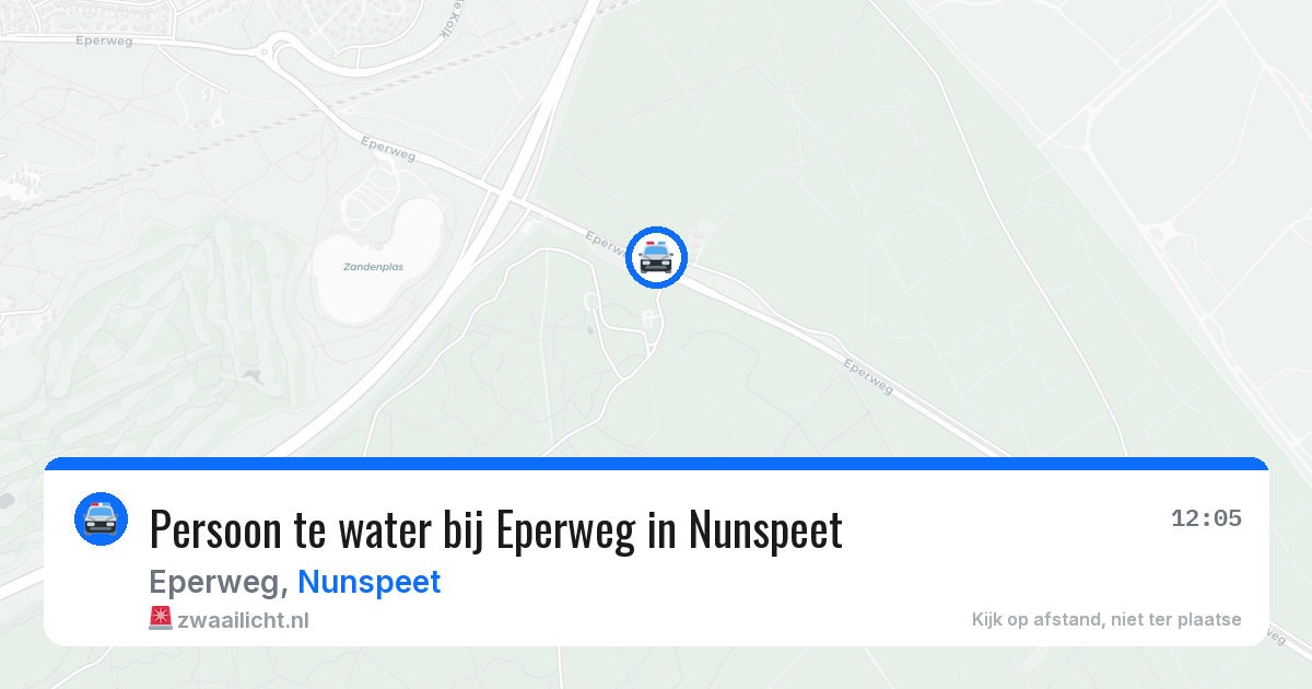 Persoon te water bij Eperweg in Nunspeet — 12 aug 2026