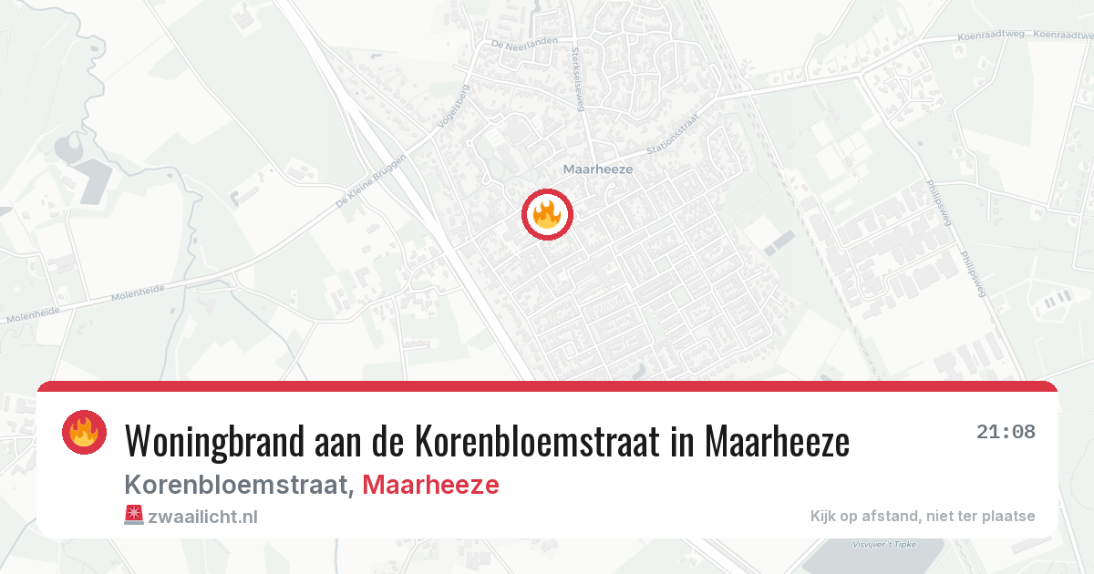 Woningbrand aan de Korenbloemstraat in Maarheeze — 11 mei 2026