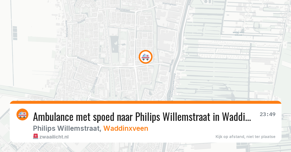 Ambulance met spoed naar Philips Willemstraat in Waddinxveen — 13 aug 2026