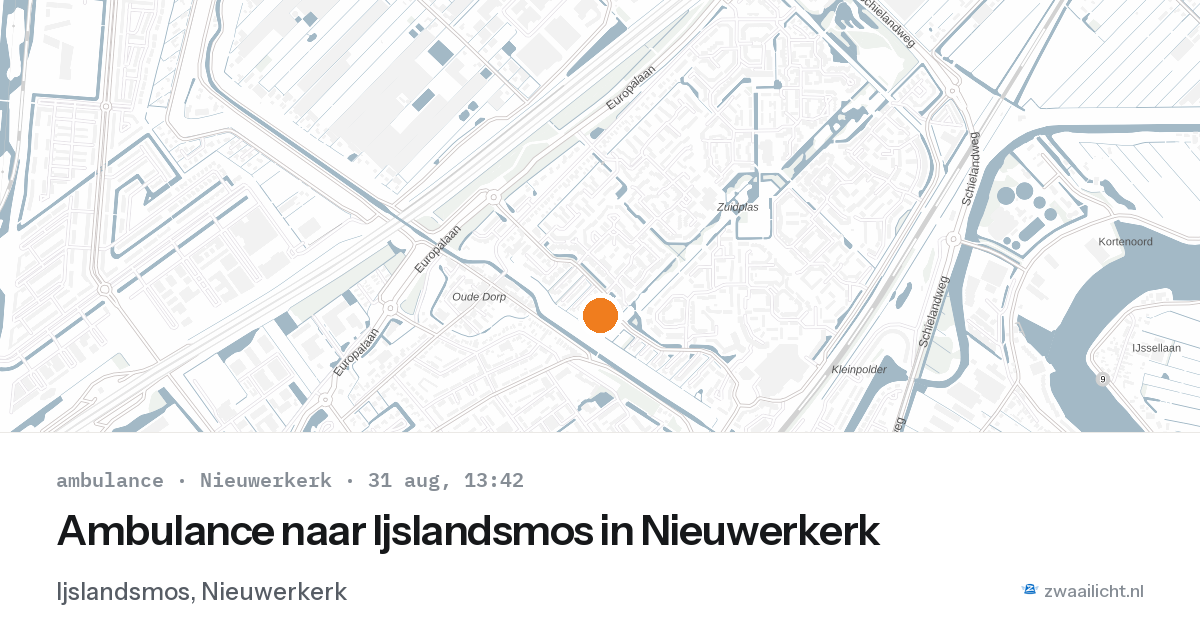 Ambulance naar Ijslandsmos in Nieuwerkerk — 31 aug 2026