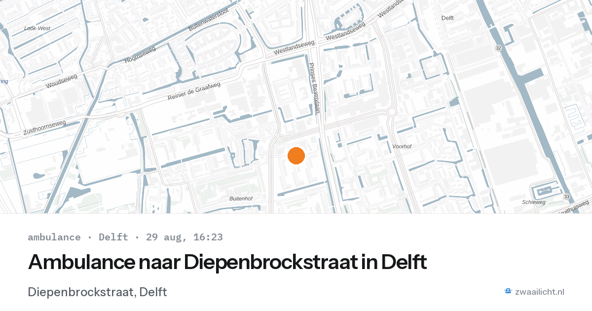 Ambulance naar Diepenbrockstraat in Delft — 29 aug 2026