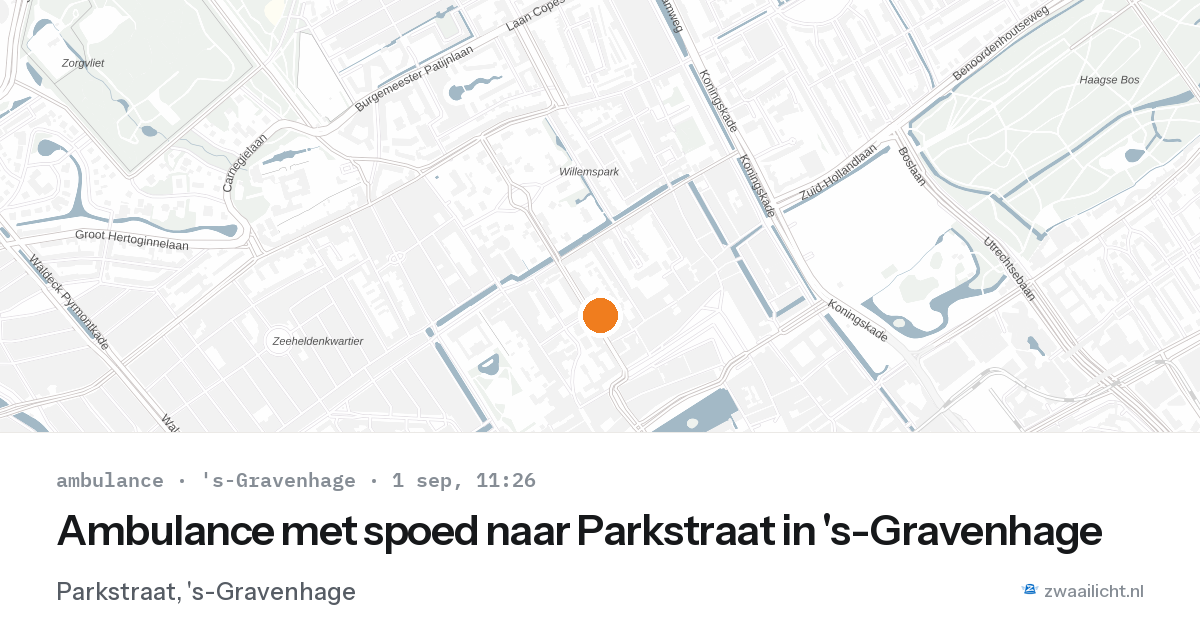 Ambulance met spoed naar Parkstraat in 's-Gravenhage — 1 sep 2026