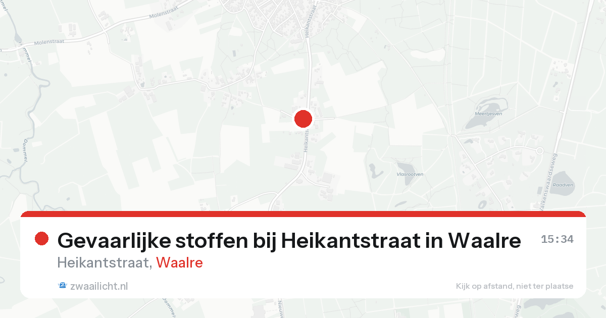 Gevaarlijke stoffen bij Heikantstraat in Waalre — 22 aug 2026
