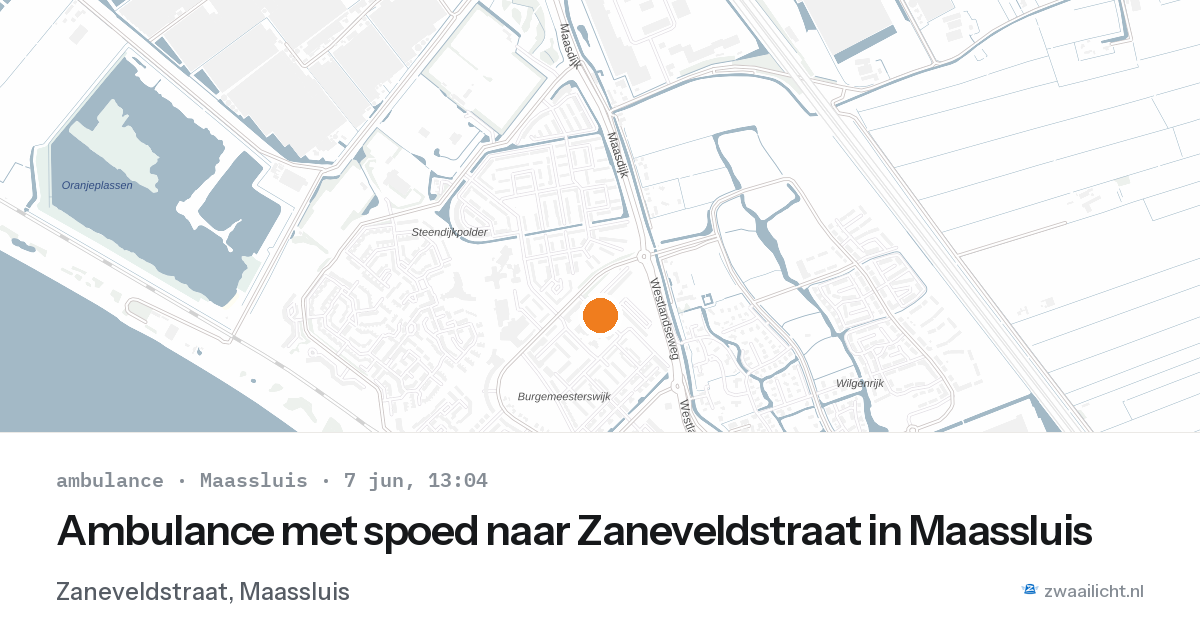 Ambulance met spoed naar Zaneveldstraat in Maassluis — 7 jun 2026