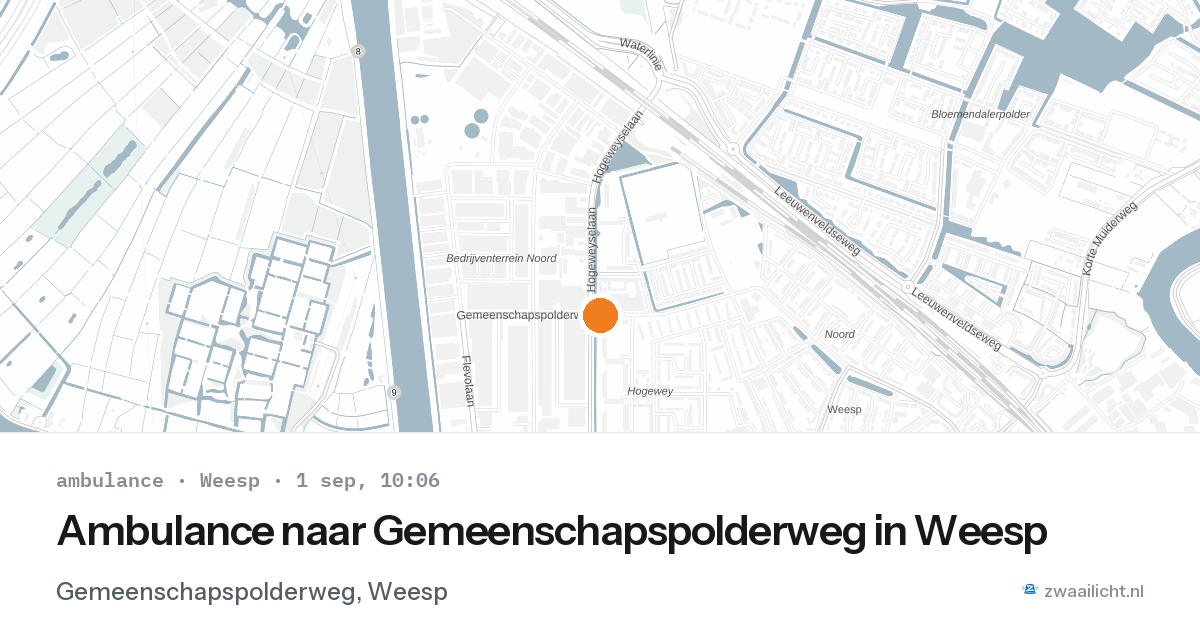 Ambulance naar Gemeenschapspolderweg in Weesp — 1 sep 2026