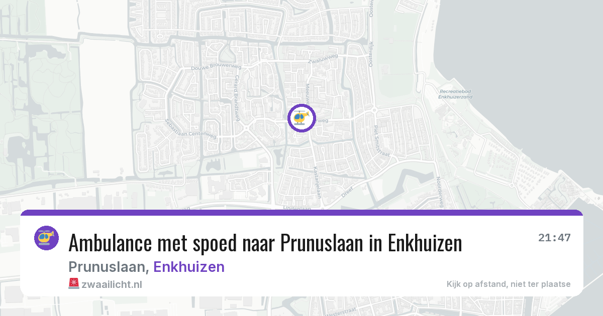 Ambulance met spoed naar Prunuslaan in Enkhuizen — 6 aug 2026