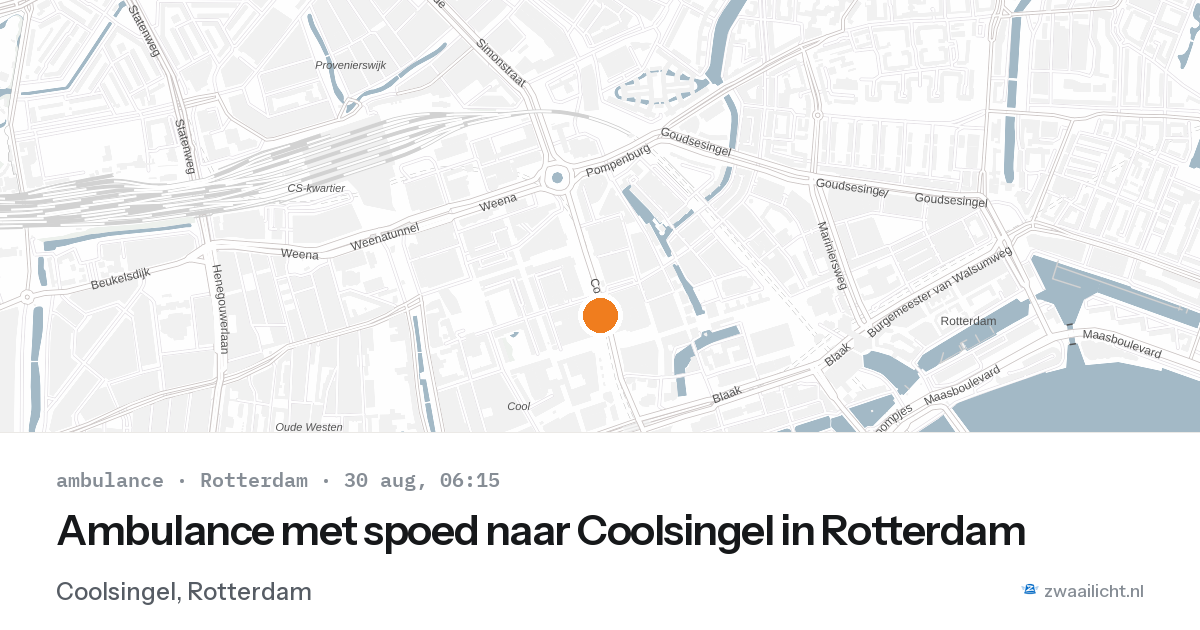 Ambulance met spoed naar Coolsingel in Rotterdam — 30 aug 2026