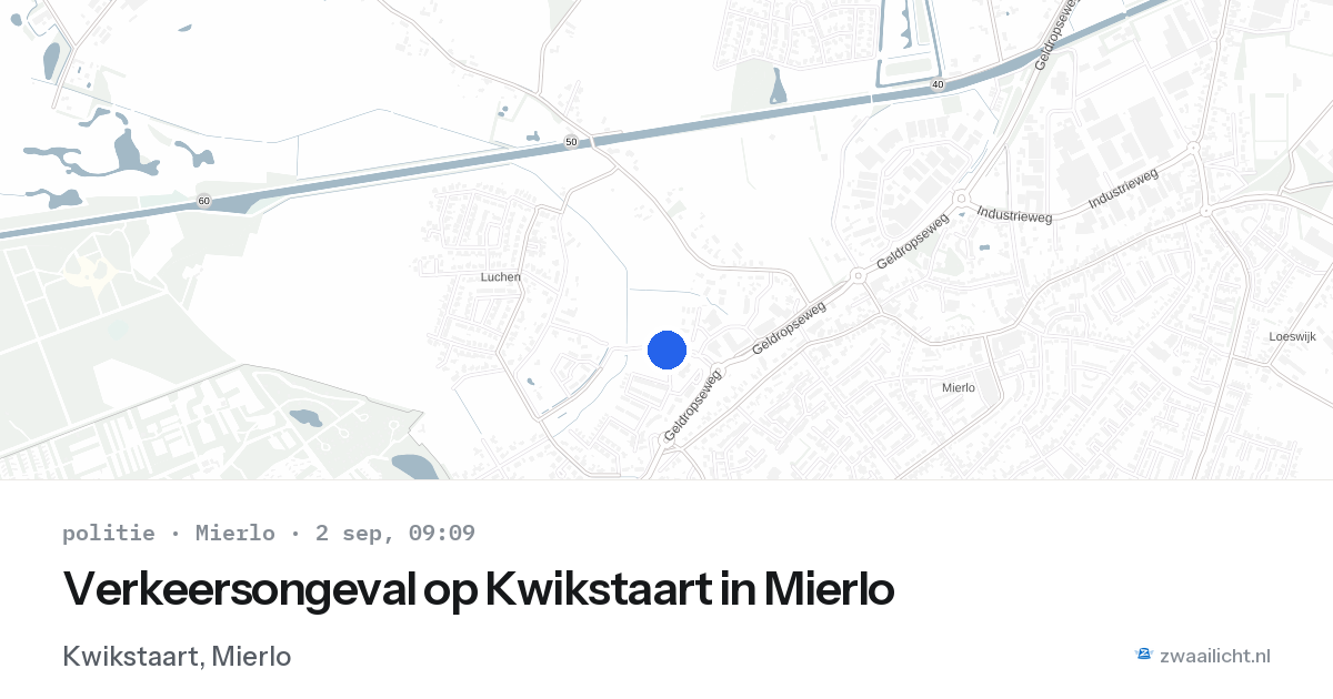 Verkeersongeval op Kwikstaart in Mierlo — 2 sep 2026