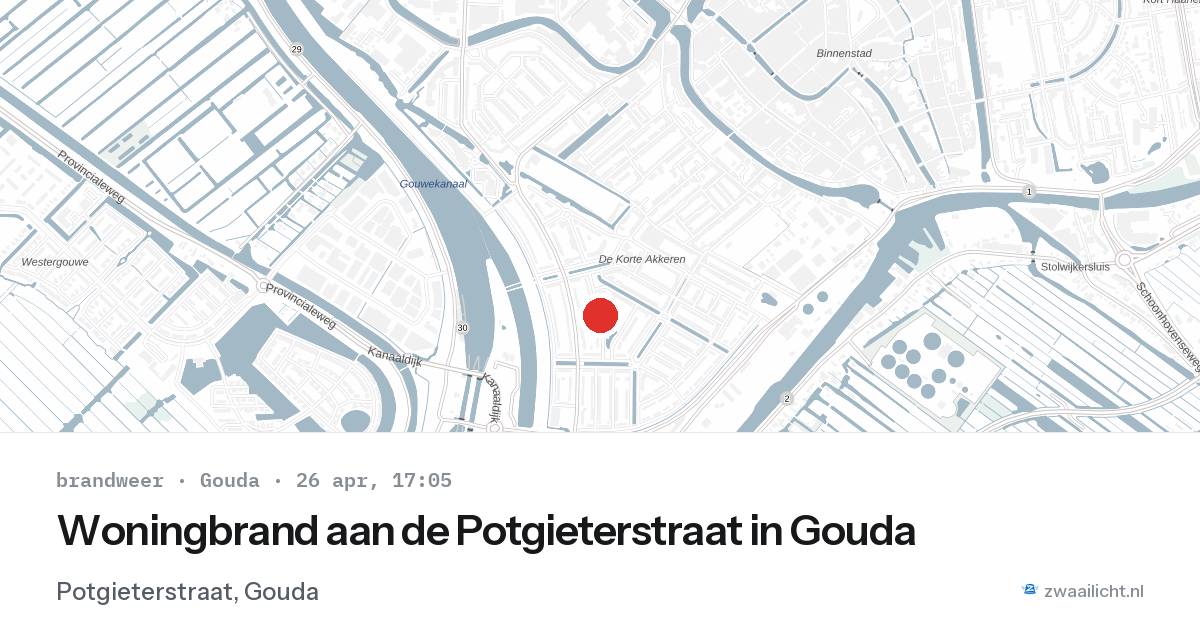 Woningbrand aan de Potgieterstraat in Gouda — 26 apr 2026