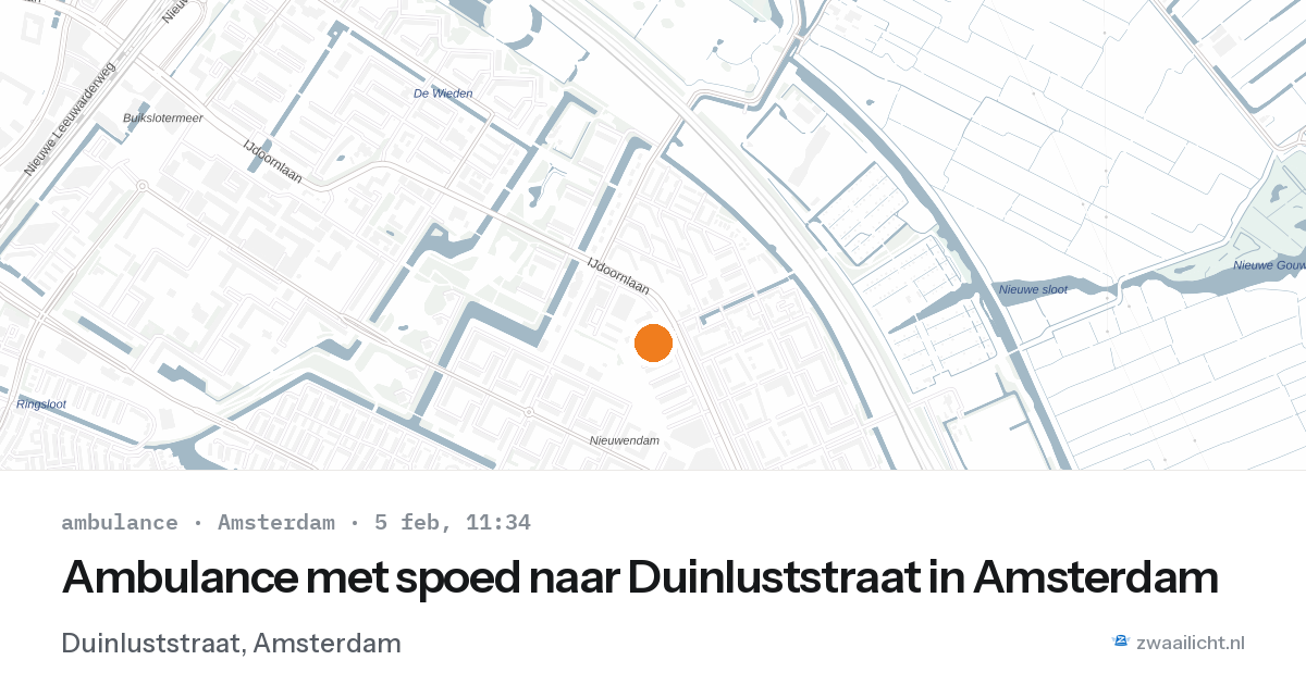 Ambulance met spoed naar Duinluststraat in Amsterdam — 5 feb 2026