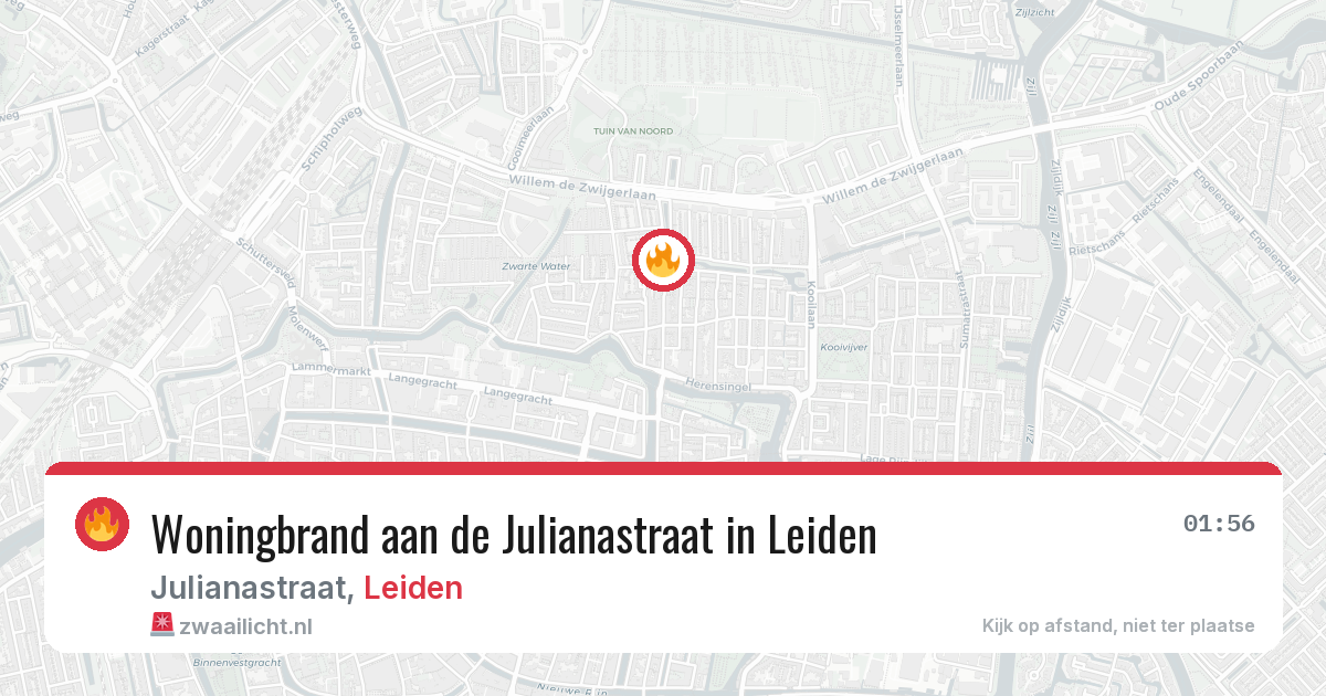 Woningbrand aan de Julianastraat in Leiden — 17 mei 2026