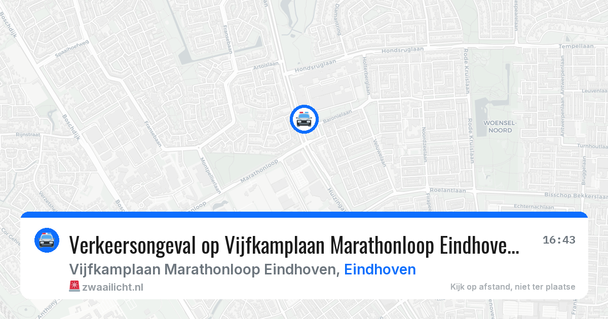 Verkeersongeval op Vijfkamplaan Marathonloop Eindhoven in Eindhoven — 8 apr 2026