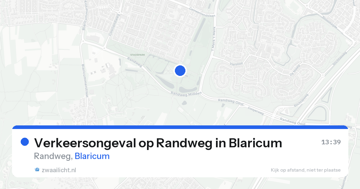 Verkeersongeval op Randweg in Blaricum — 16 aug 2026