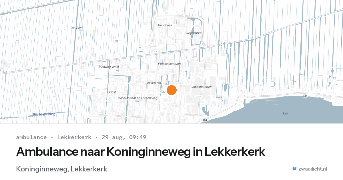 Ambulance naar Koninginneweg in Lekkerkerk — 29 aug 2026