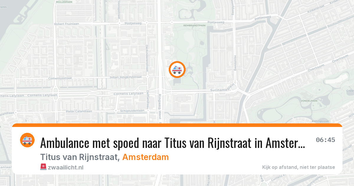 Ambulance met spoed naar Titus van Rijnstraat in Amsterdam — 23 apr 2026