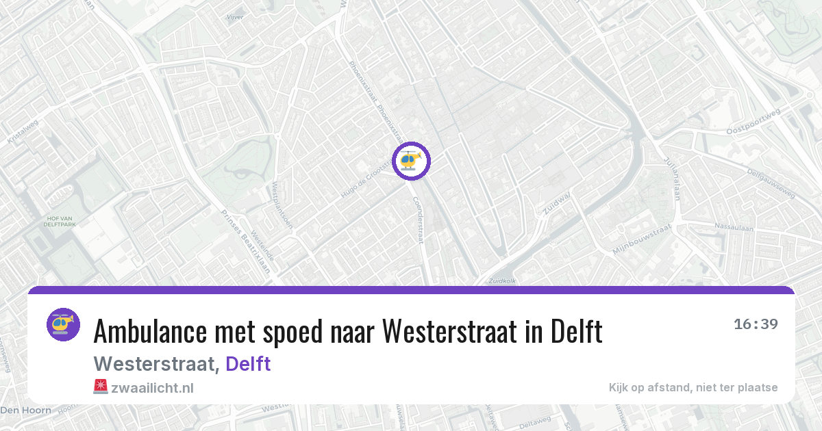 Ambulance met spoed naar Westerstraat in Delft — 16 mrt 2026