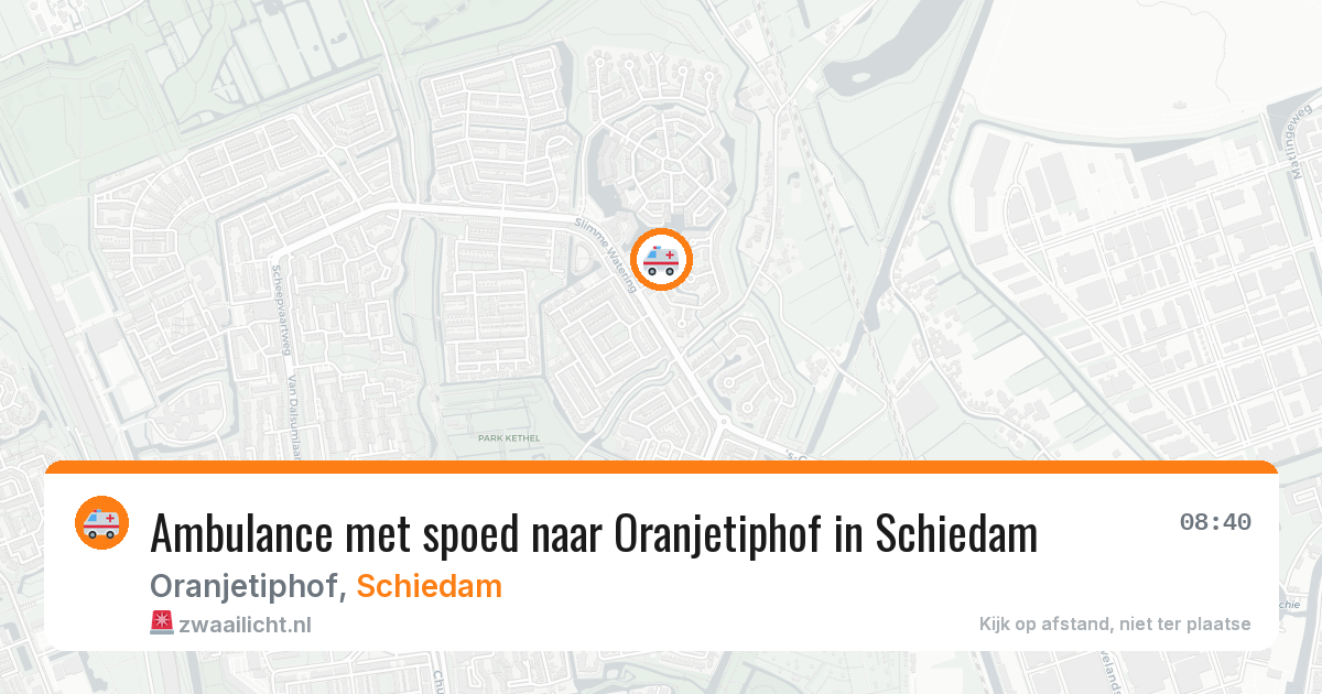 Ambulance met spoed naar Oranjetiphof in Schiedam — 8 aug 2026