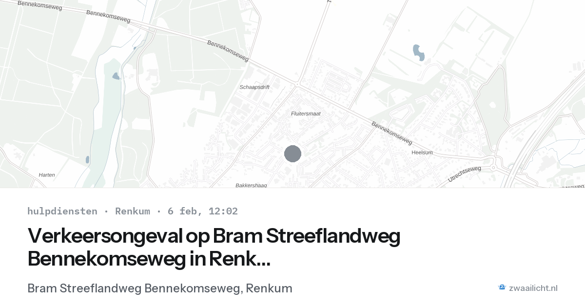 Verkeersongeval op Bram Streeflandweg Bennekomseweg in Renkum — 6 feb 2026