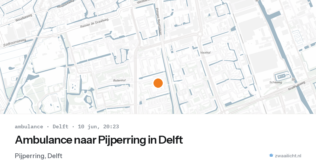 Ambulance naar Pijperring in Delft — 10 jun 2026