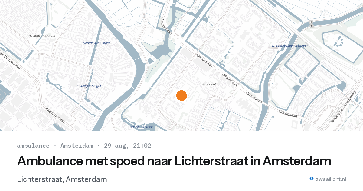 Ambulance met spoed naar Lichterstraat in Amsterdam — 29 aug 2026