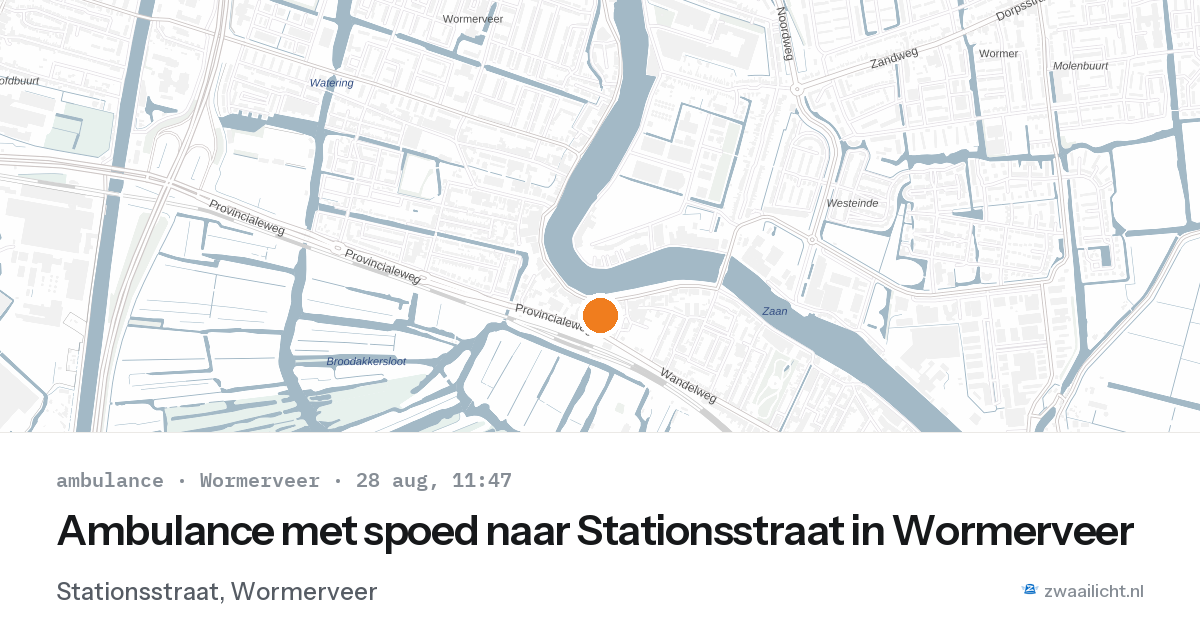 Ambulance met spoed naar Stationsstraat in Wormerveer — 28 aug 2026