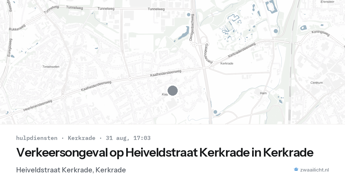 Verkeersongeval op Heiveldstraat Kerkrade in Kerkrade — 31 aug 2026