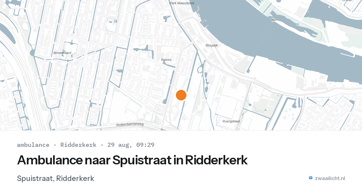 Ambulance naar Spuistraat in Ridderkerk — 29 aug 2026