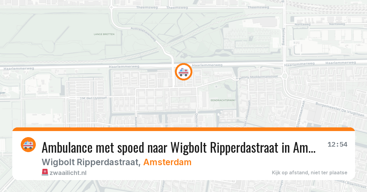 Ambulance met spoed naar Wigbolt Ripperdastraat in Amsterdam — 9 aug 2026
