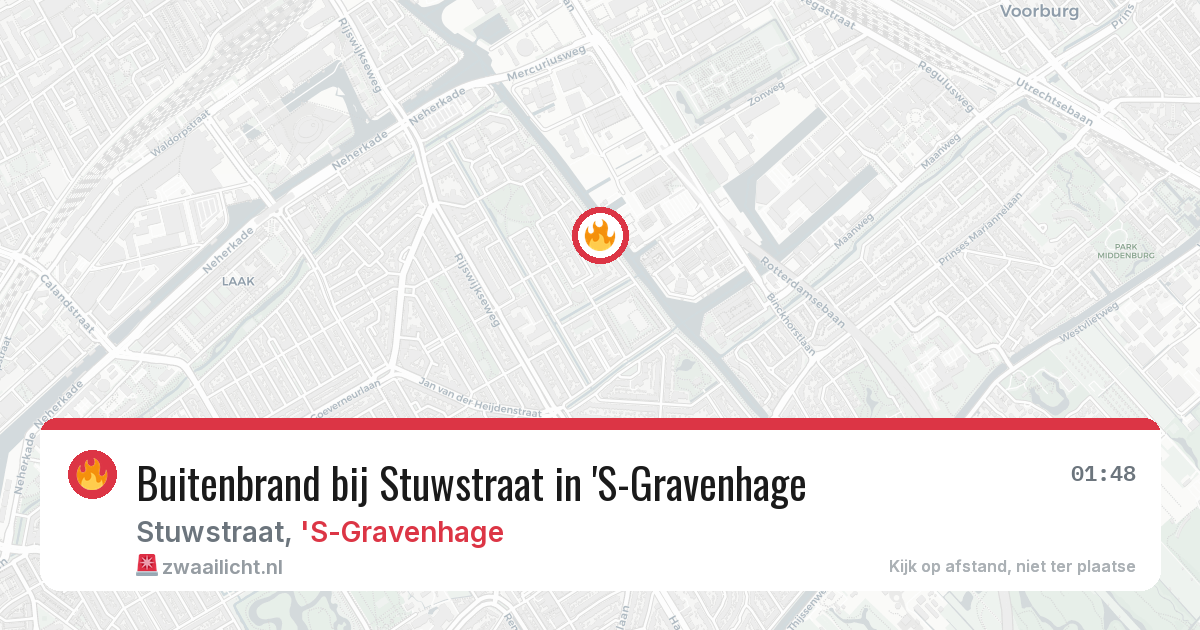 Buitenbrand bij Stuwstraat in 'S-Gravenhage — 3 aug 2026