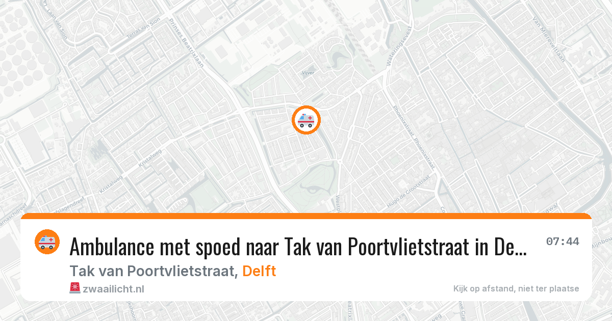 Ambulance met spoed naar Tak van Poortvlietstraat in Delft — 25 jun 2026
