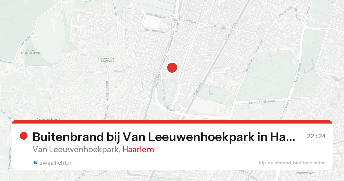 Buitenbrand bij Van Leeuwenhoekpark in Haarlem — 23 aug 2026